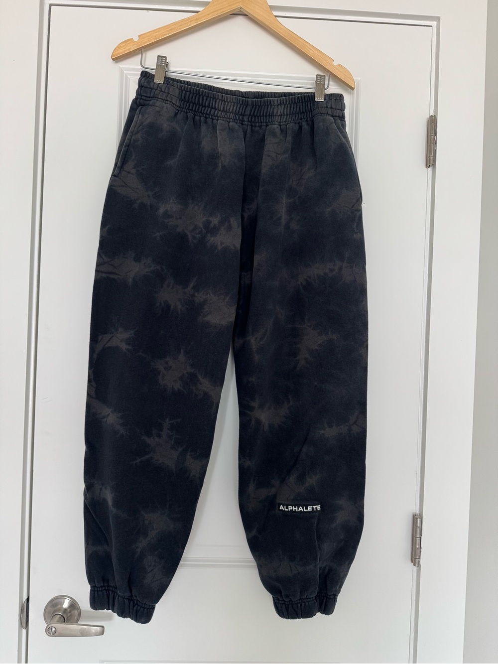 Alphalete Black Tie-Dye Joggers with Subtle Logo
